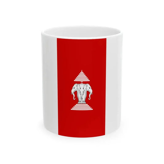 Flag of Laos hanging 1952-1975 (Laos) White Coffee Mug 11oz - Go Mug Yourself