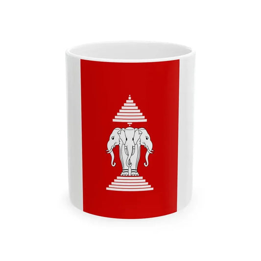 Flag of Laos vertical 1952-1975 (Laos) White Coffee Mug 11oz - Go Mug Yourself