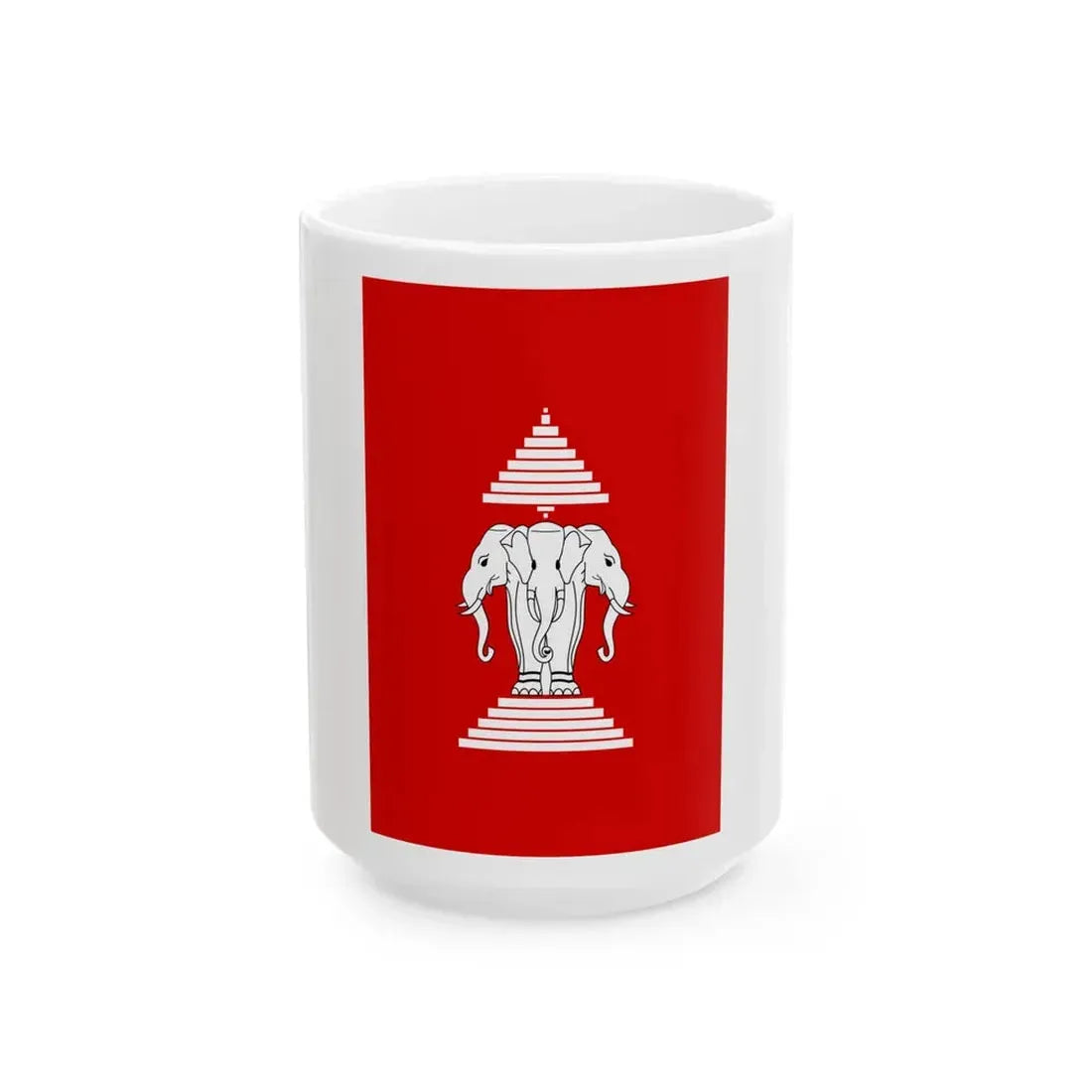 Flag of Laos vertical 1952-1975 (Laos) White Coffee Mug 15oz - Go Mug Yourself