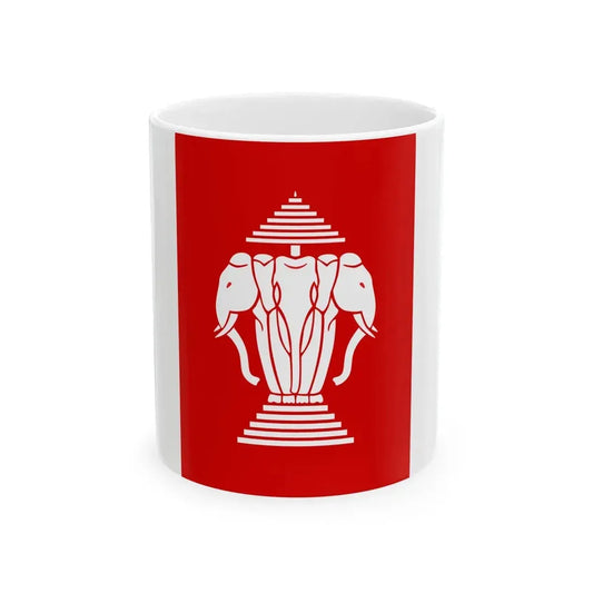 Flag of Laos vertical 1960s (Laos) White Coffee Mug 11oz - Go Mug Yourself