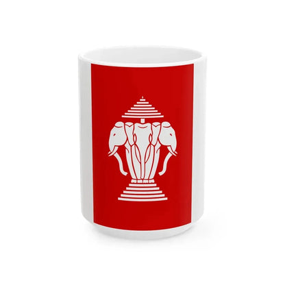 Flag of Laos vertical 1960s (Laos) White Coffee Mug 15oz - Go Mug Yourself
