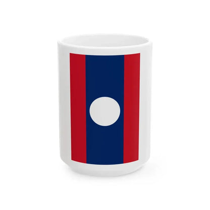 Flag of Laos vertical (Laos) White Coffee Mug 15oz - Go Mug Yourself