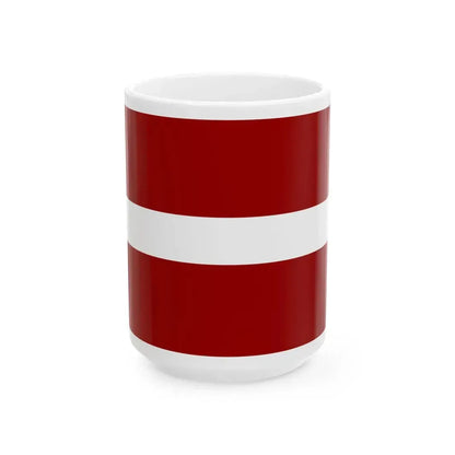 Flag of Latvia colors of 1990 (Latvia) White Coffee Mug 15oz - Go Mug Yourself