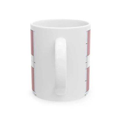 Flag of Latvia construction sheet (Latvia) White Coffee Mug - Go Mug Yourself