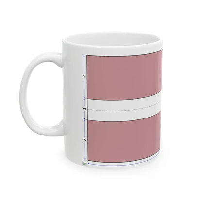 Flag of Latvia construction sheet (Latvia) White Coffee Mug - Go Mug Yourself