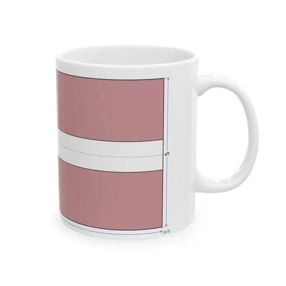 Flag of Latvia construction sheet (Latvia) White Coffee Mug - Go Mug Yourself