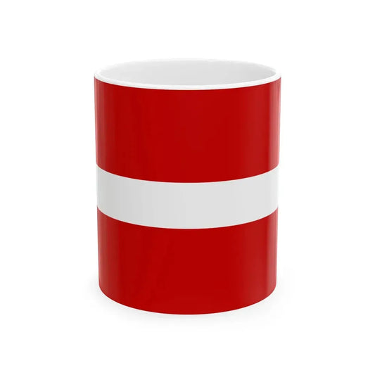Flag of Latvia Soviet colors (Latvia) White Coffee Mug 11oz - Go Mug Yourself