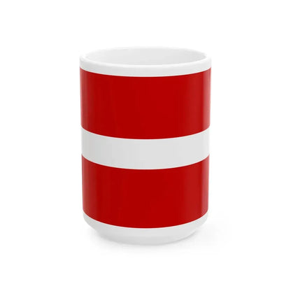 Flag of Latvia Soviet colors (Latvia) White Coffee Mug 15oz - Go Mug Yourself