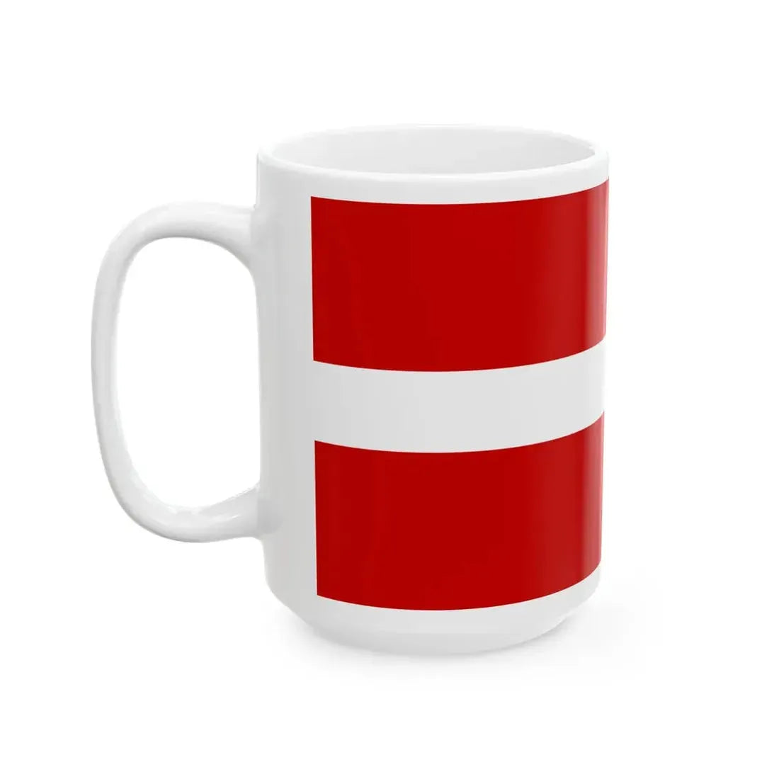 Flag of Latvia Soviet colors (Latvia) White Coffee Mug - Go Mug Yourself