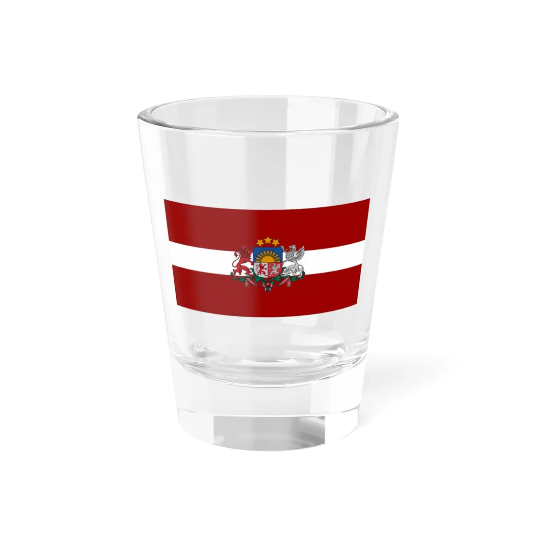 Flag of Latvia with coat of arms (Latvia) Shot Glass 1.5oz 1.5oz - Go Mug Yourself