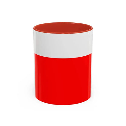 Flag of Lausanne Switzerland - Accent Coffee Mug 11oz Red - Go Mug Yourself