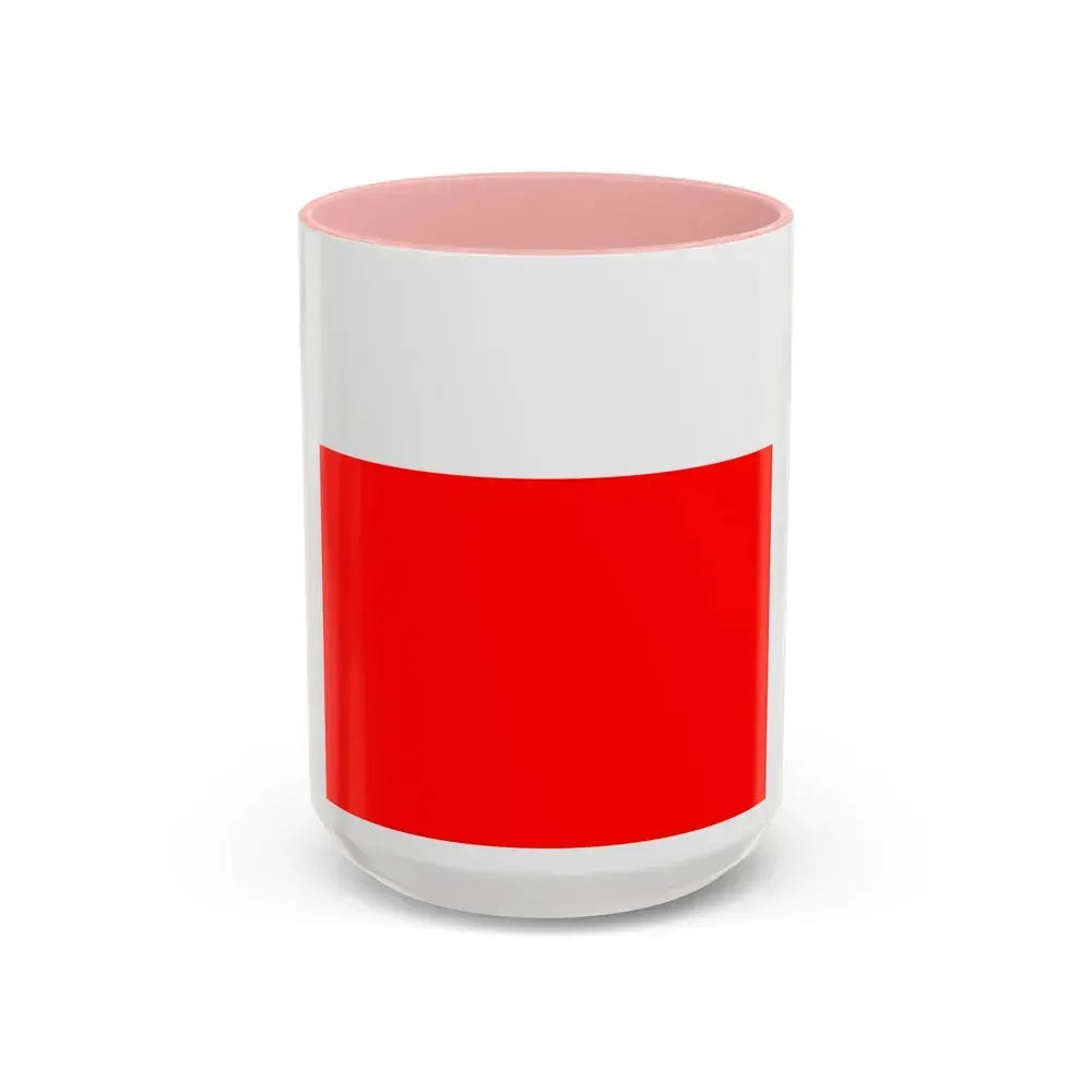 Flag of Lausanne Switzerland - Accent Coffee Mug 15oz Pink - Go Mug Yourself