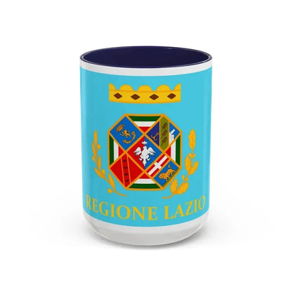Flag of Lazio Italy - Accent Coffee Mug 15oz Navy - Go Mug Yourself