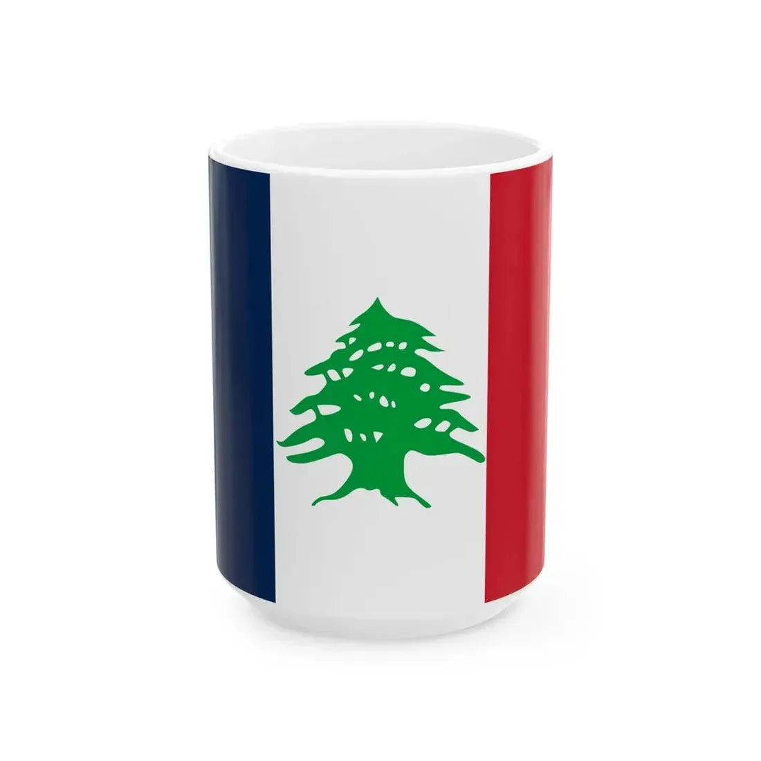 Flag of Lebanon during French Mandate 1920-1943 (Lebanon) White Coffee Mug 15oz - Go Mug Yourself
