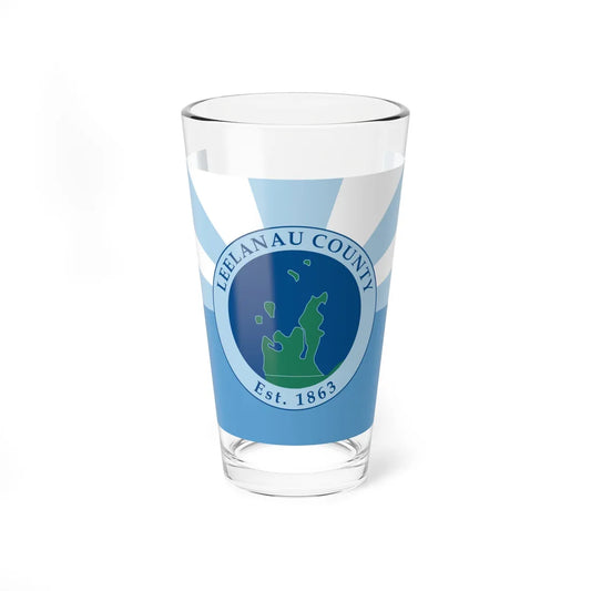 Flag of Leelanau County Michigan (United States) Pint Glass 16oz 16oz - Go Mug Yourself