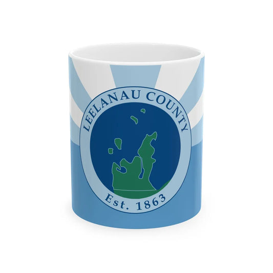 Flag of Leelanau County Michigan (United States) White Coffee Mug 11oz - Go Mug Yourself