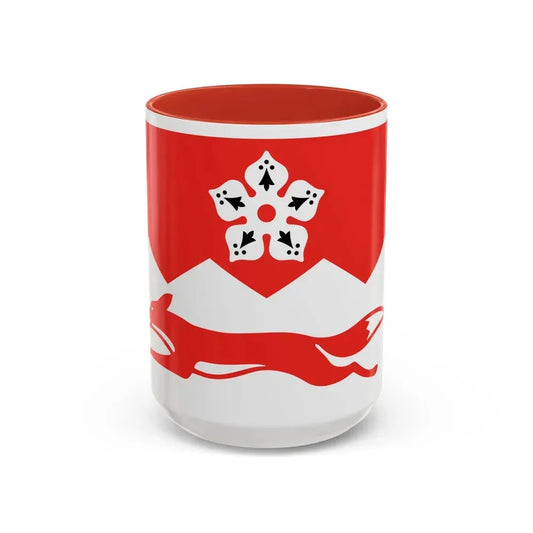 Flag of Leicestershire UK - Accent Coffee Mug 15oz Red - Go Mug Yourself