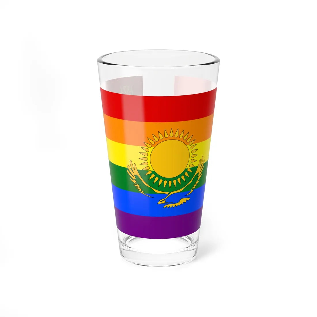 Flag of LGBT Kazakhstan (Kazakhstan) Pint Glass 16oz 16oz - Go Mug Yourself