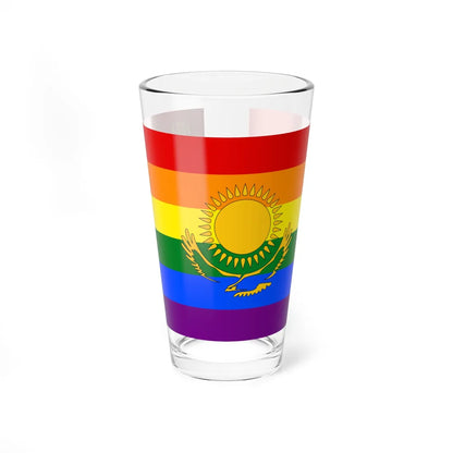 Flag of LGBT Kazakhstan (Kazakhstan) Pint Glass 16oz 16oz - Go Mug Yourself