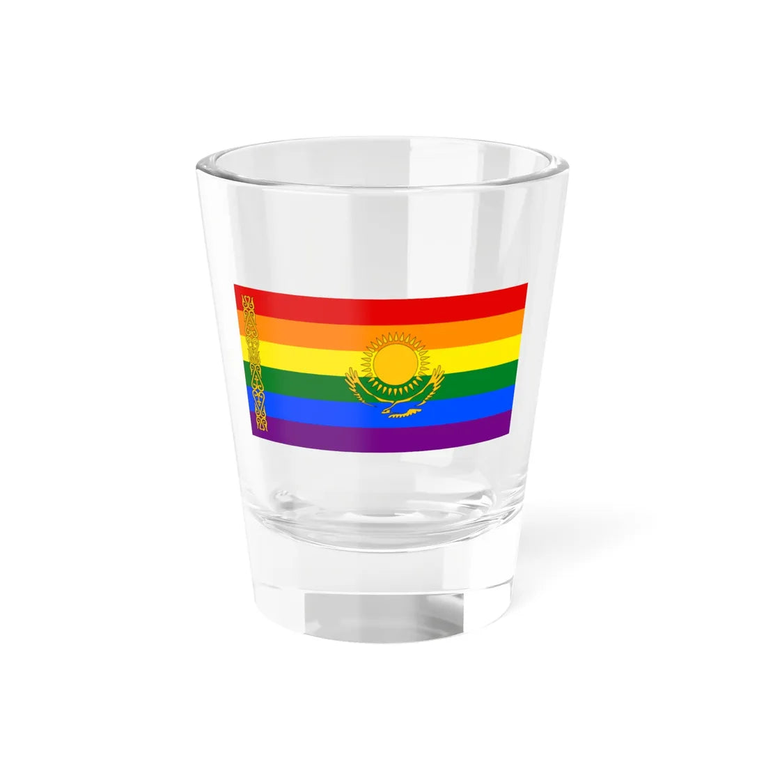Flag of LGBT Kazakhstan (Kazakhstan) Shot Glass 1.5oz 1.5oz - Go Mug Yourself