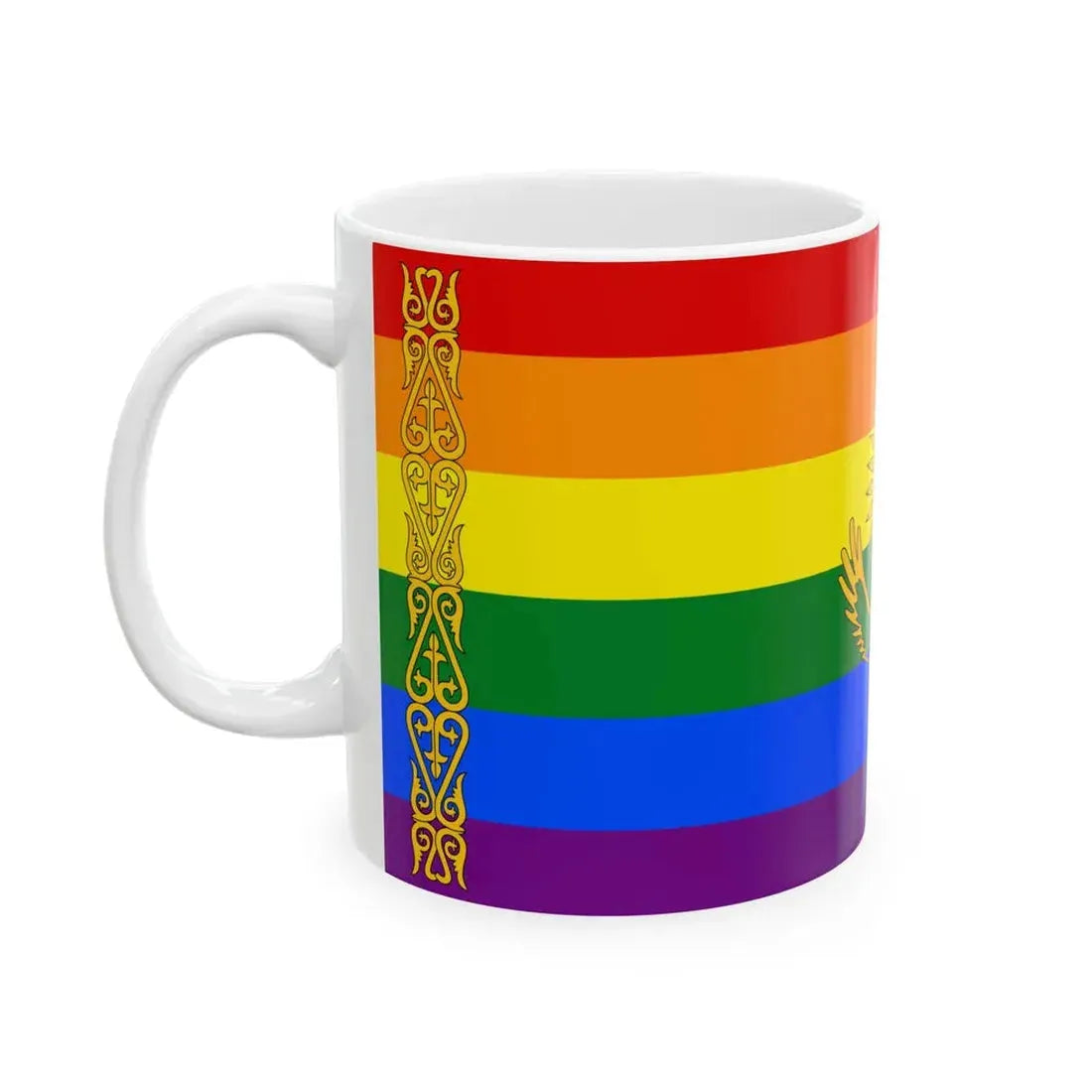 Flag of LGBT Kazakhstan (Kazakhstan) White Coffee Mug - Go Mug Yourself