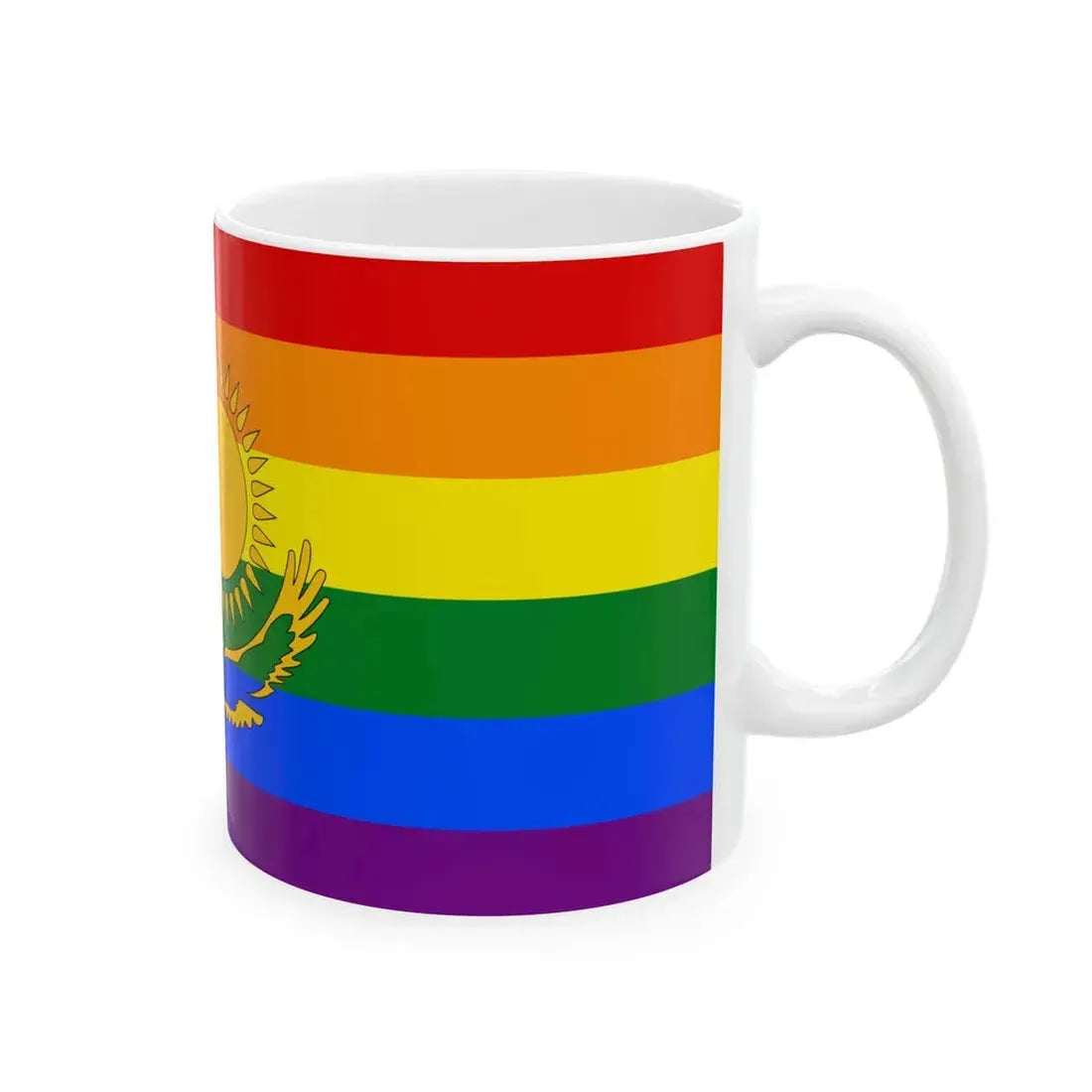 Flag of LGBT Kazakhstan (Kazakhstan) White Coffee Mug - Go Mug Yourself