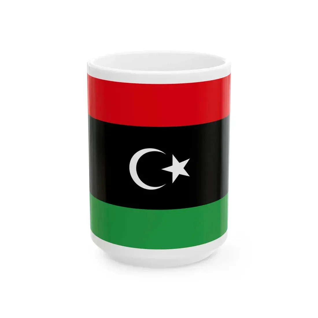 Flag of Libya centered (Libya) White Coffee Mug 15oz - Go Mug Yourself