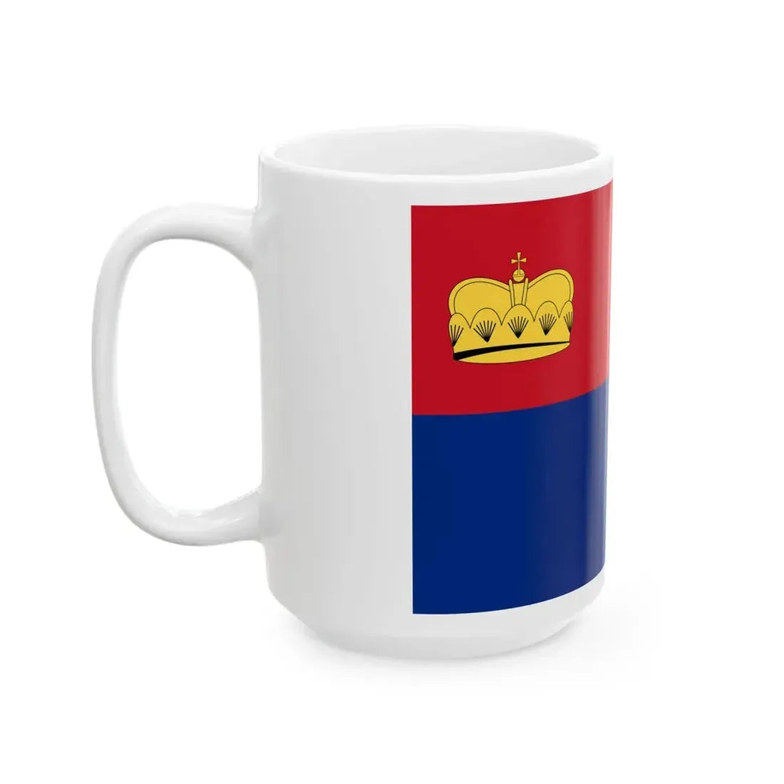 Flag of Liechtenstein 1936 Summer Olympics 3-2 including crown (Liechtenstein) White Coffee Mug - Go Mug Yourself