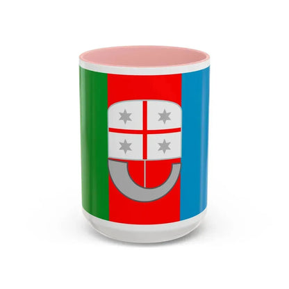 Flag of Liguria Italy - Accent Coffee Mug 15oz Pink - Go Mug Yourself