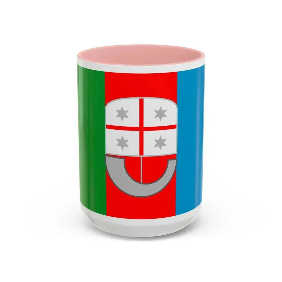 Flag of Liguria Italy - Accent Coffee Mug 15oz Pink - Go Mug Yourself