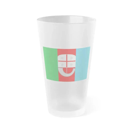 Flag of Liguria Italy - Frosted Pint Glass 16oz 16oz Frosted - Go Mug Yourself