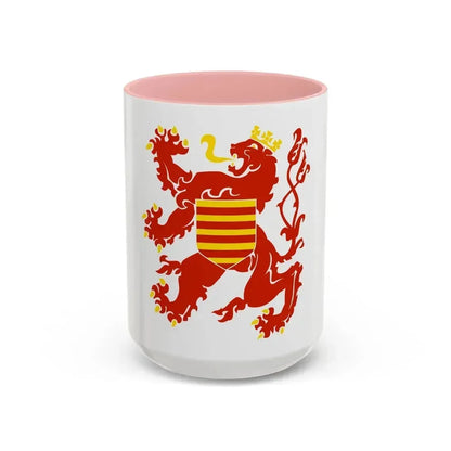 Flag of Limburg Belgium - Accent Coffee Mug 15oz Pink - Go Mug Yourself