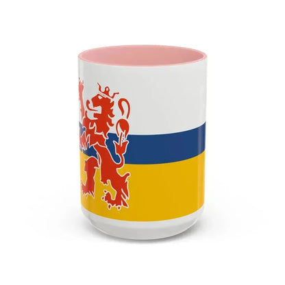 Flag of Limburg Netherlands - Accent Coffee Mug 15oz Pink - Go Mug Yourself