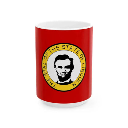 Flag of Lincoln State (United States) White Coffee Mug 15oz - Go Mug Yourself