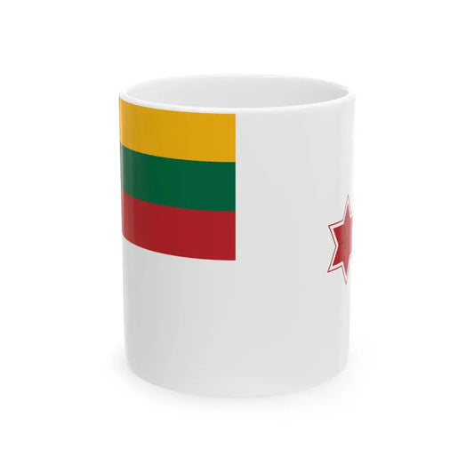 Flag of Lithuania Naval commander 1 star (Lithuania) White Coffee Mug 11oz - Go Mug Yourself