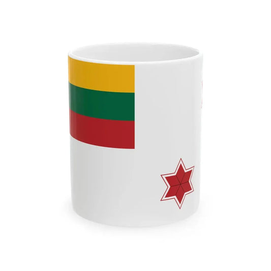 Flag of Lithuania Naval commander 2 stars (Lithuania) White Coffee Mug 11oz - Go Mug Yourself