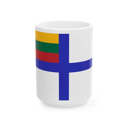 Flag of Lithuania yacht clubs until 1940 (Lithuania) White Coffee Mug 15oz - Go Mug Yourself