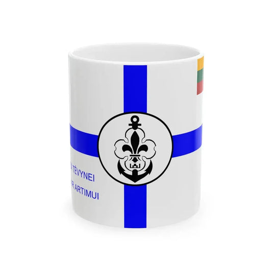 Flag of Lithuanian Sea Scout reverse (Lithuania) White Coffee Mug 11oz - Go Mug Yourself