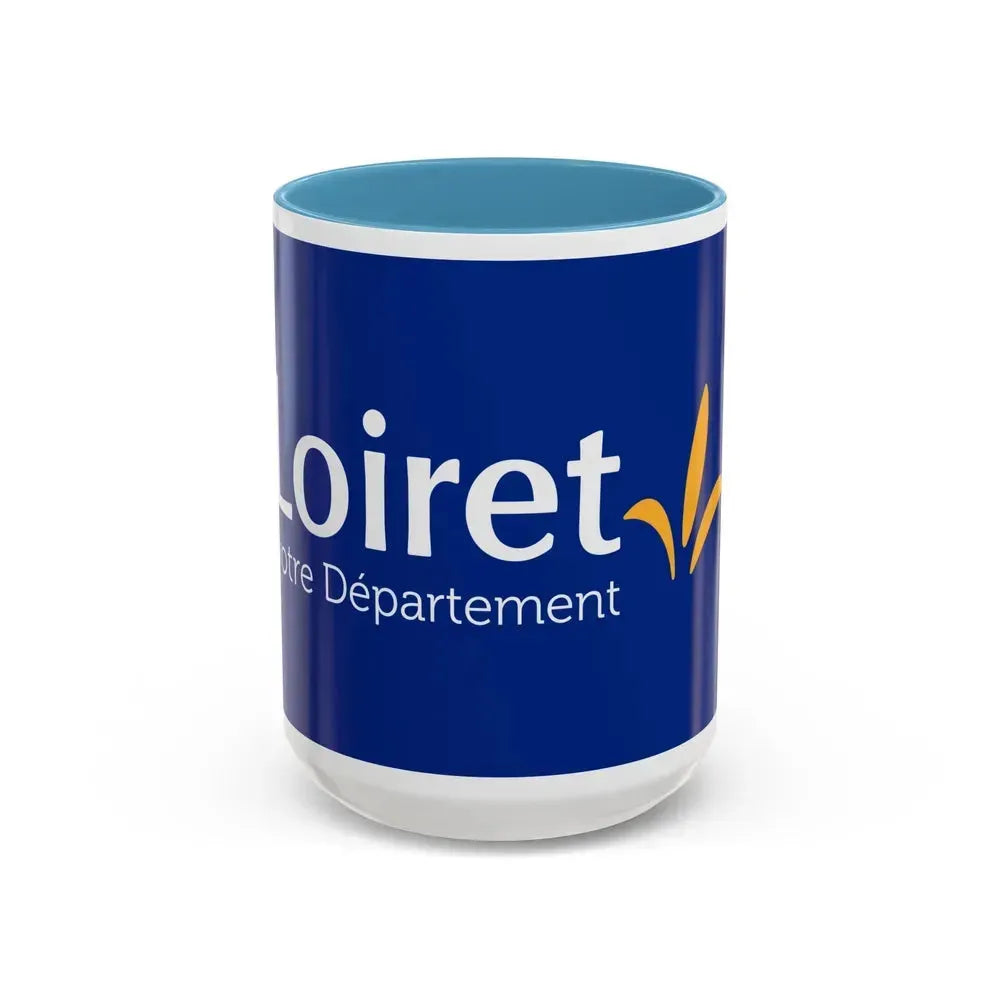 Flag of Loiret France - Accent Coffee Mug 15oz Light Blue - Go Mug Yourself
