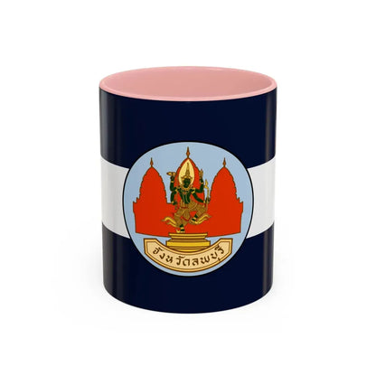 Flag of Lop Buri Province Thailand - Accent Coffee Mug 11oz Pink - Go Mug Yourself