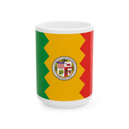 Flag of Los Angeles California (United States) White Coffee Mug 15oz - Go Mug Yourself