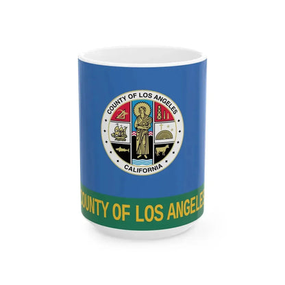 Flag of Los Angeles County California 1967-2004 (United States) White Coffee Mug 15oz - Go Mug Yourself