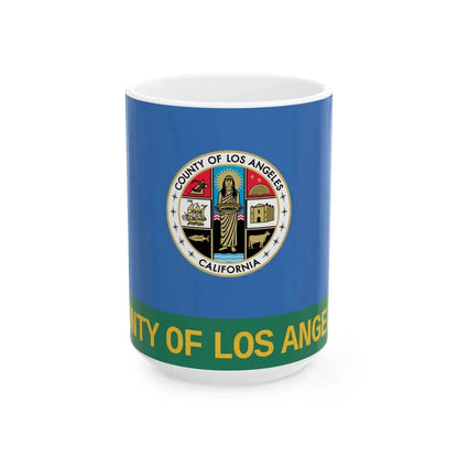 Flag of Los Angeles County California 2004-2014 (United States) White Coffee Mug 15oz - Go Mug Yourself