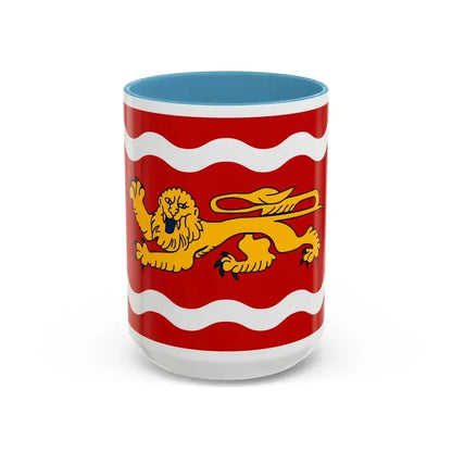 Flag of Lot et Garonne France - Accent Coffee Mug 15oz Light Blue - Go Mug Yourself