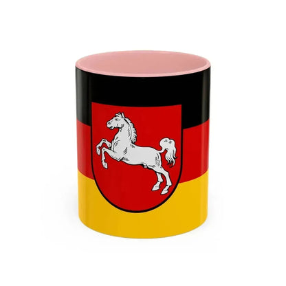 Flag of Lower Saxony Germany - Accent Coffee Mug 11oz Pink - Go Mug Yourself