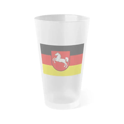 Flag of Lower Saxony Germany - Frosted Pint Glass 16oz 16oz Frosted - Go Mug Yourself