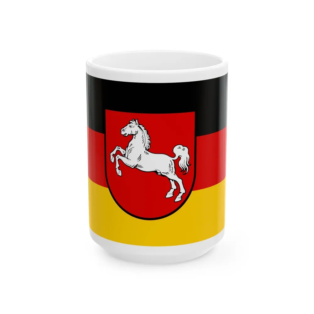 Flag of Lower Saxony Germany - White Coffee Mug-15oz-Go Mug Yourself