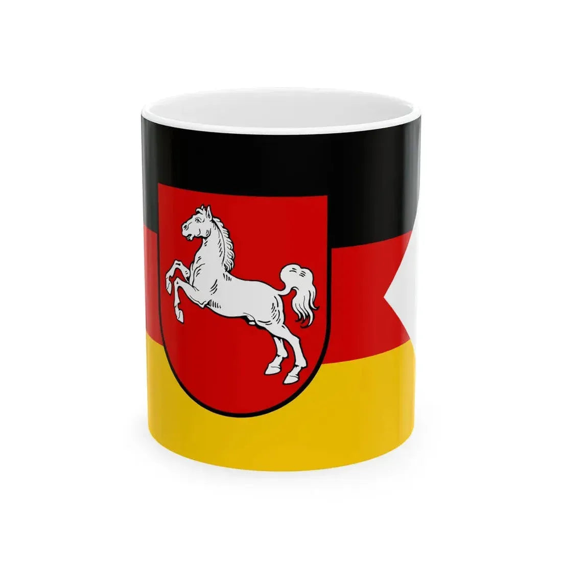 Flag of Lower Saxony state ensign (Germany) White Coffee Mug 11oz - Go Mug Yourself