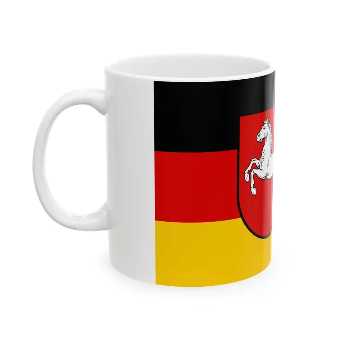 Flag of Lower Saxony state ensign (Germany) White Coffee Mug - Go Mug Yourself