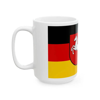 Flag of Lower Saxony state ensign (Germany) White Coffee Mug - Go Mug Yourself